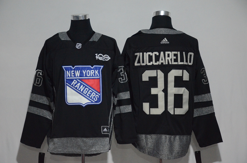 NHL New York Rangers #36 Zuccarello Black 1917-2017 100th Anniversary Stitched Jersey